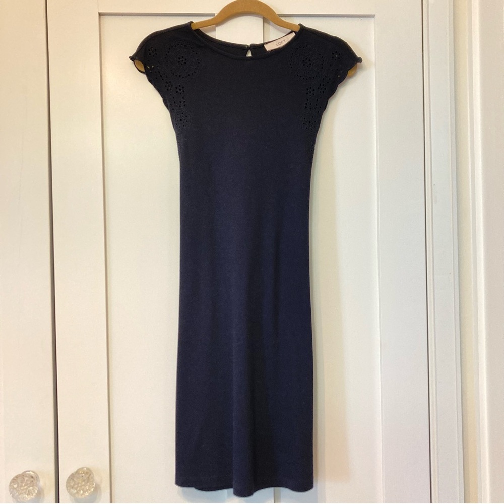 Ann Taylor Loft Navy Eyelet Dress